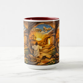 Taza Risen Jesus Empty Tomb 3D Papercut Easter Combo