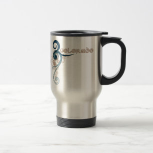 Taza rizada azul del viaje de Colorado del