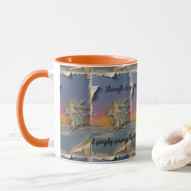 Taza Roaring Lion Sunrise Papercut Mug (Con donut)
