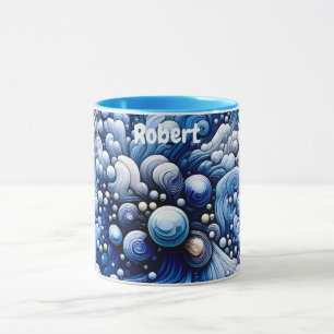 Taza ROBERT ~ Zany Bubbles 3D ~ Blues ~ ~