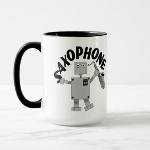 Taza Robot de Saxofón Texto