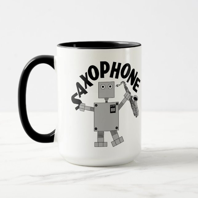 Taza Robot de Saxofón Texto (Izquierda)