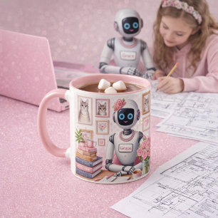 Taza Robot de tecnología femenina Grace rosa con destel