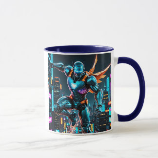 Taza Robot super-héros high-tech avec armure futuriste.
