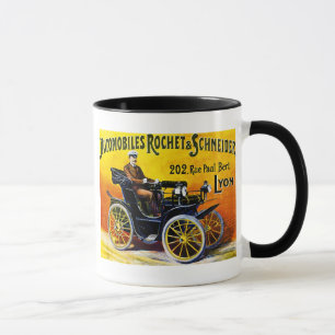 Taza Rochet y automóviles de Schneider - anuncio del