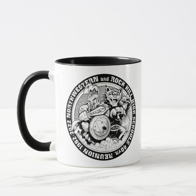Taza Rock Hill High y Northwestern 40 años Reunión Mug (Izquierda)