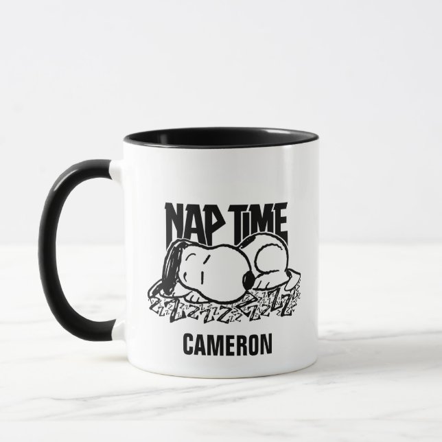 Taza Rock Tees | Tiempo de Nap Snoopy | Añadir su nombr (Izquierda)