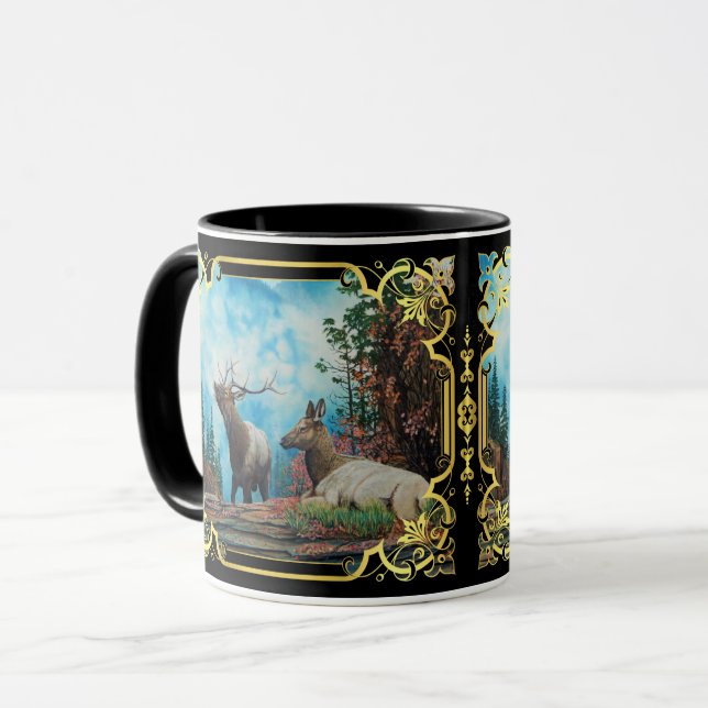 Taza Rocky Mountain Elk, toro de alce/diseño elegante (Anverso izquierdo)