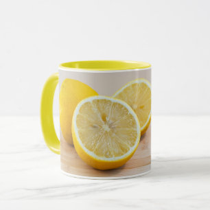 Taza Rodajas de limón amarillo fotografía de alimentos 