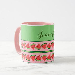 Taza Rodajas de sandía rosadas y verdes - Personalizada