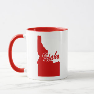 Taza Roja con Forma del Estado de Idaho