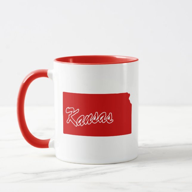 Taza Roja con Forma del Estado de Kansas (Izquierda)
