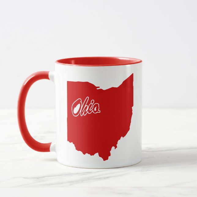 Taza Roja Con Forma Del Estado De Ohio (Izquierda)