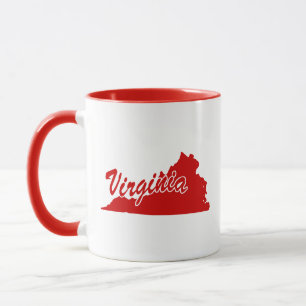 Taza Roja con Forma del Estado de Virginia