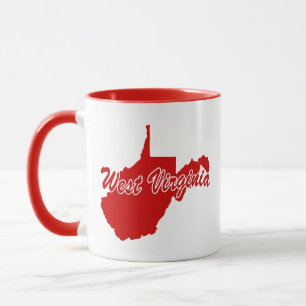 Taza Roja con Forma del Estado de Virginia Occiden