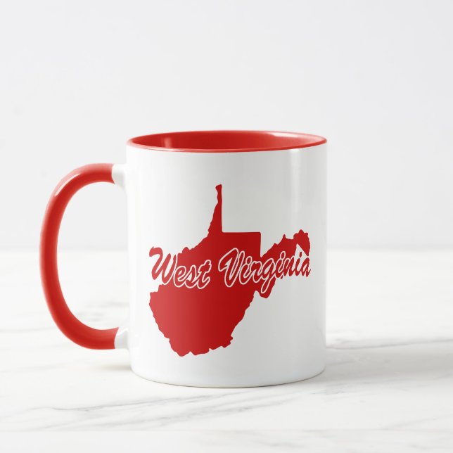 Taza Roja con Forma del Estado de Virginia Occiden (Izquierda)