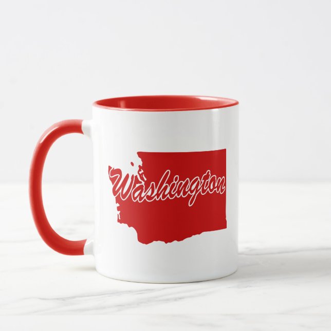 Taza Roja con Forma del Estado de Washington (Izquierda)