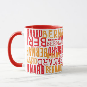 Taza Roja con Tipografía Fría de Nombres