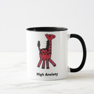 Taza roja de la "alta ansiedad" de la jirafa