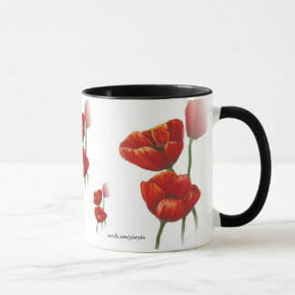 Taza roja de la amapola