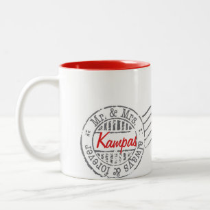 Taza roja de la colección del servicio postal