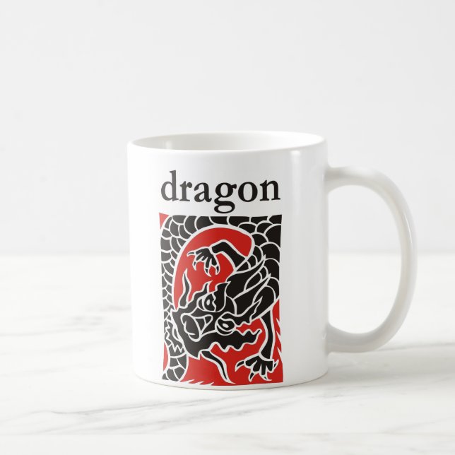 Taza roja de la obra clásica del dragón (Derecha)