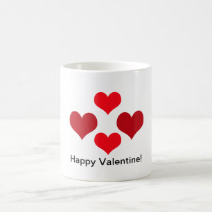 Taza roja de los corazones