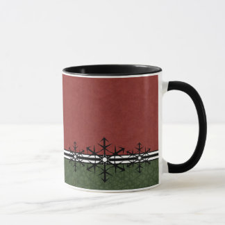 Taza roja del copo de nieve del día de fiesta de