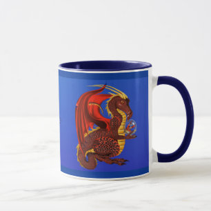 Taza roja del dragón de la fortuna