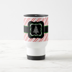 Taza roja del viaje de la raya del árbol de