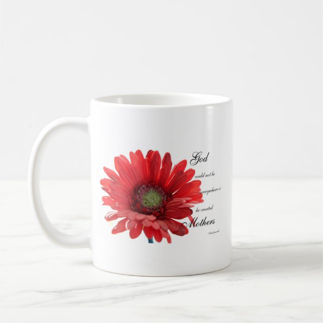 Taza roja especial de la flor de la margarita de (Izquierda)
