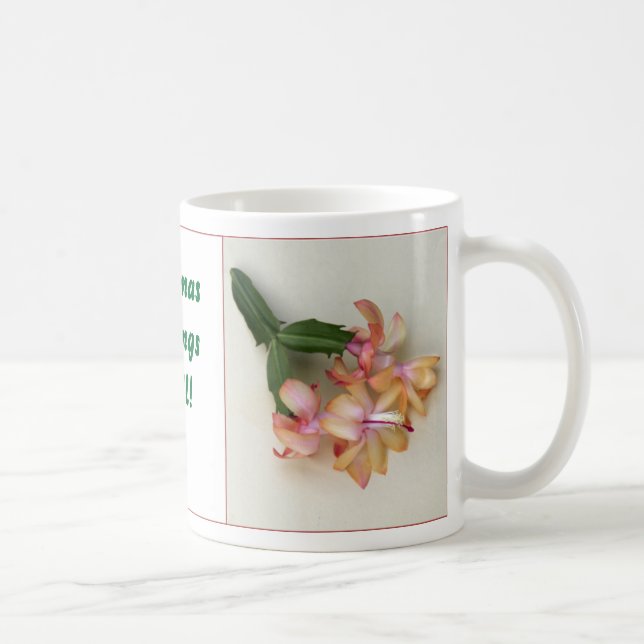 Taza roja y amarilla bonita del cactus de navidad (Derecha)