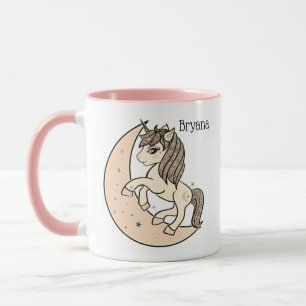 Taza Rojizo Melocotón Rosa Luna Celestial y Estrellas U