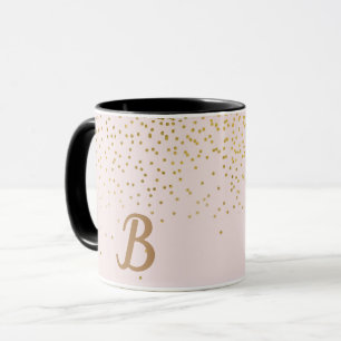 Taza Rojizo Rosa y Confeti Dorado Glam Moderno Tendenci