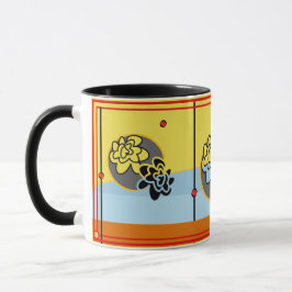 Taza Rojo amarillo extraordinariamente azul amistoso de