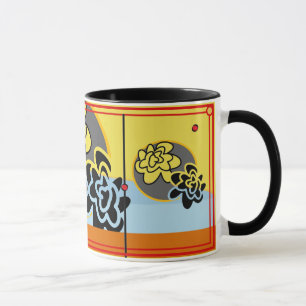 Taza Rojo amarillo extraordinariamente azul amistoso de