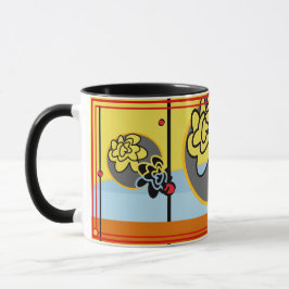 Taza Rojo amarillo extraordinariamente azul amistoso de