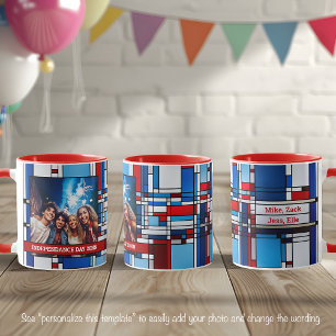 Taza Rojo Blanco Azul Fotografía Patriótica de Vidrio E