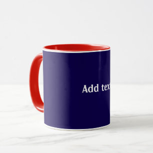 Taza Rojo, blanco y azul con texto blanco,