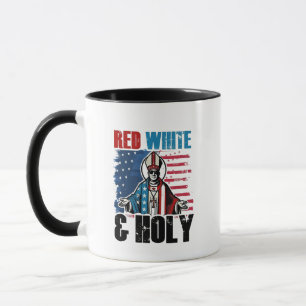 Taza Rojo Blanco y Santo Papa León XIV, 4 de Julio
