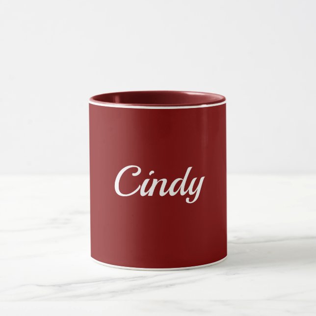 Taza Rojo granate, texto blanco, PLANTILLA, (Centro)