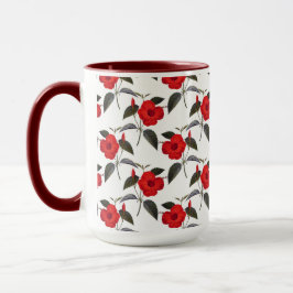 Taza Rojo Hibiscus Flores fondo transparente