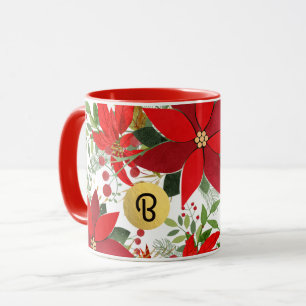 Taza Rojo Invierno Blanco Dorado Poinsettia Fiesta Pers