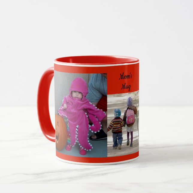 Taza Rojo Personaliza 3 PLANTILLAS FOTOGRÁFICAS Café (Anverso izquierdo)