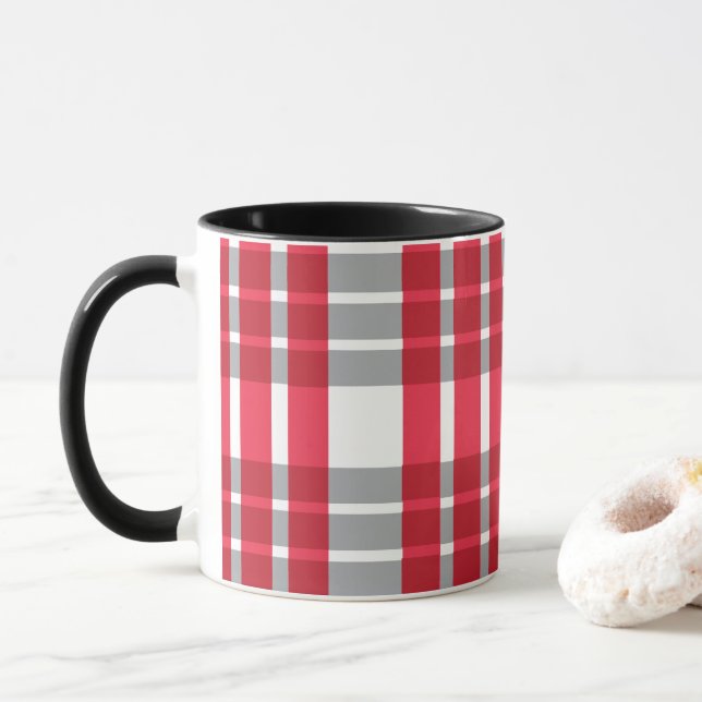 Taza Rojo plateado escocés (Con donut)