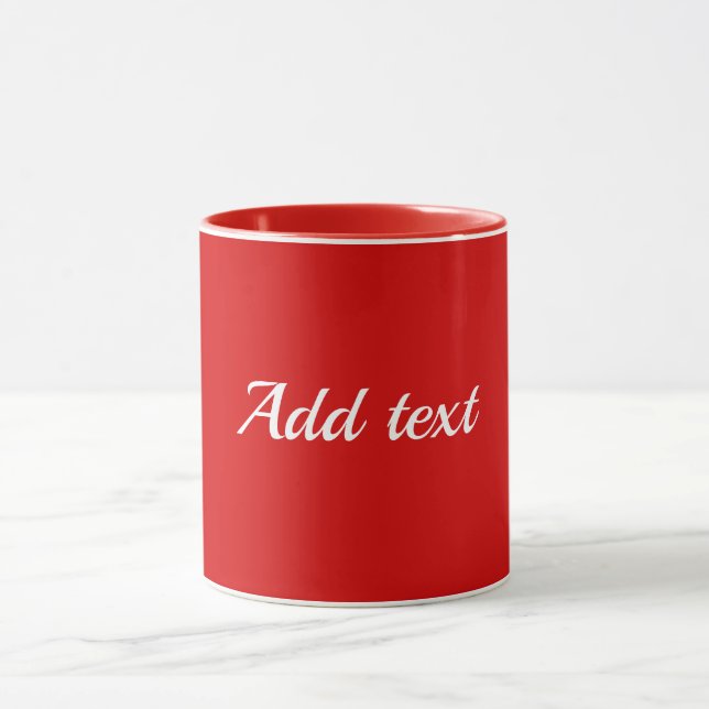 Taza rojo sobre plantilla roja, texto blanco, (Centro)