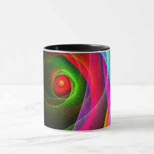 Taza Rojo Verde Naranja Moderno Patrón de Arte Abstract