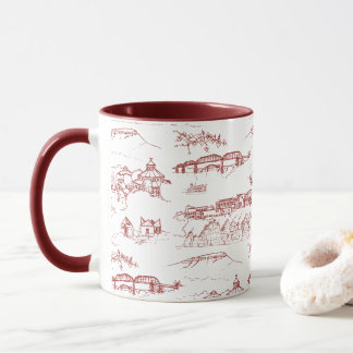 Taza Rojo y blanco de Chattanooga Toile