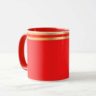 Taza Rojo y dorado en relieve