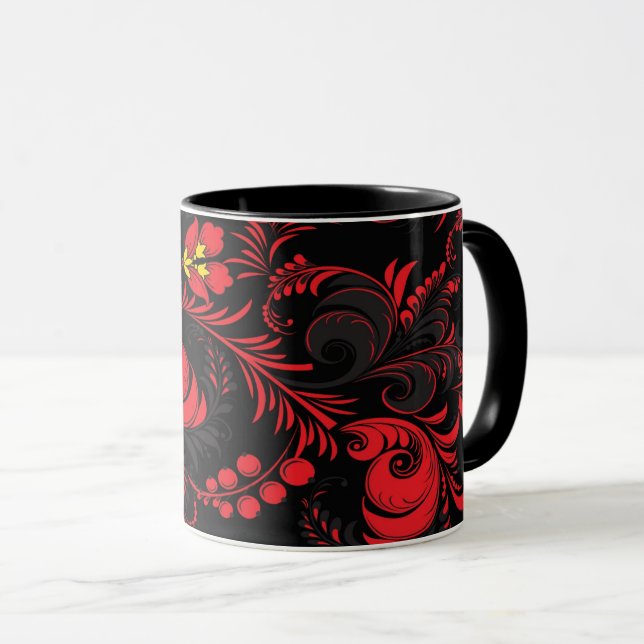 Taza Rojo y negro (estilo ruso paleh) (Anverso derecho)